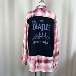 Custom Beatles abbey road custom patch flannel shirt jacket
